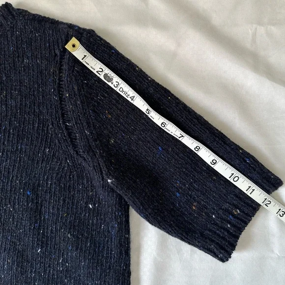 Theory Short Sleeve Speckled Wool Sweater Navy Blue Size Large - Picture 4 of 10